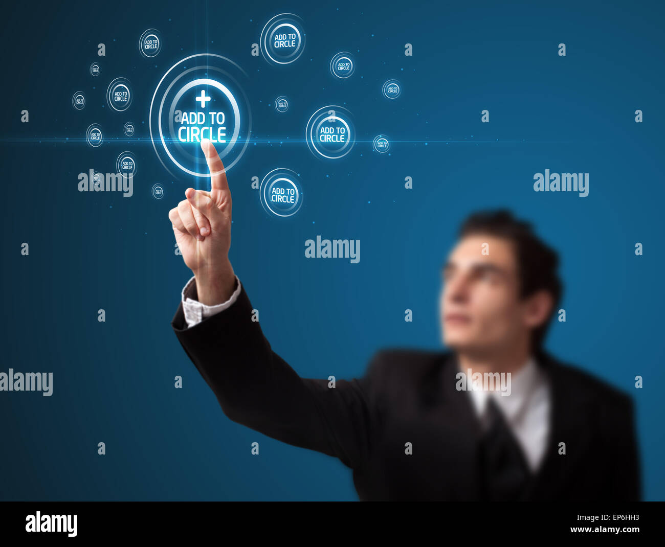 Imprenditore moderno di pressatura di tipo sociale di icone Foto Stock