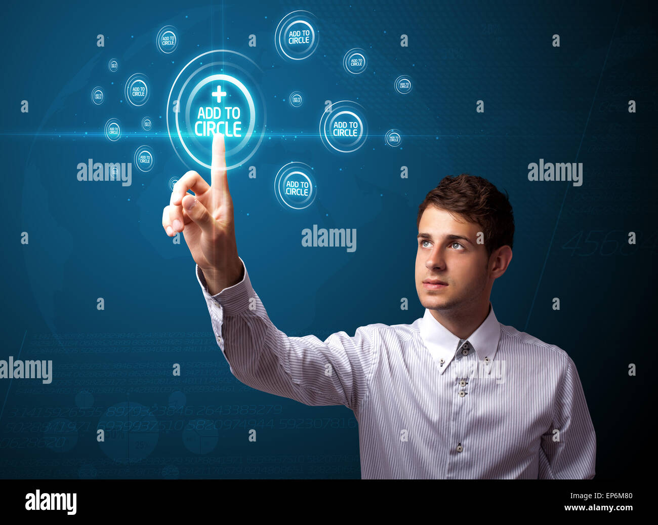 Imprenditore moderno di pressatura di tipo sociale di icone Foto Stock