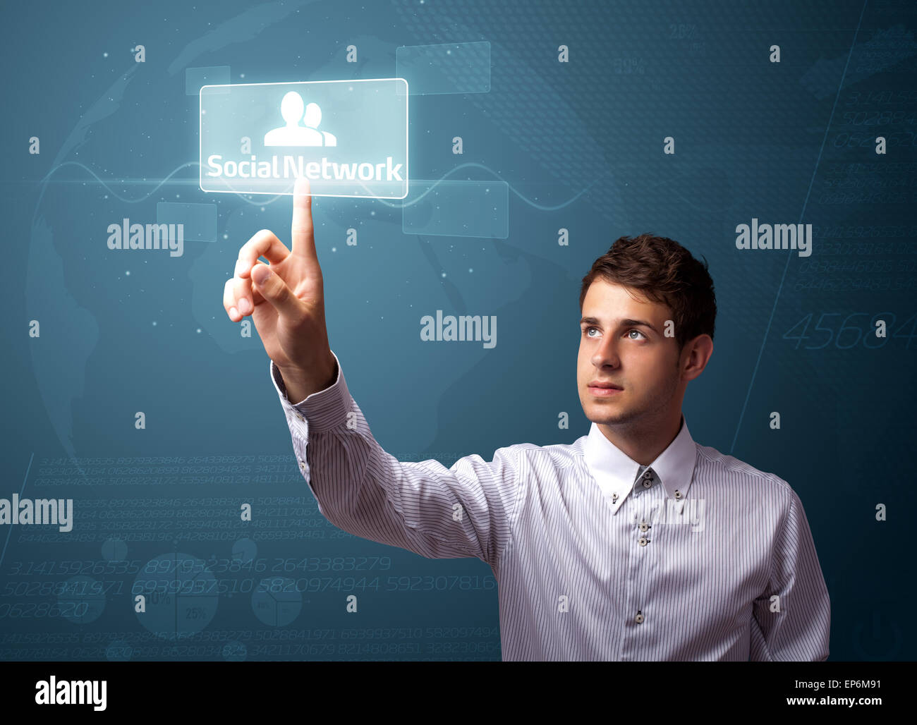 Imprenditore moderno di pressatura di tipo sociale di icone Foto Stock