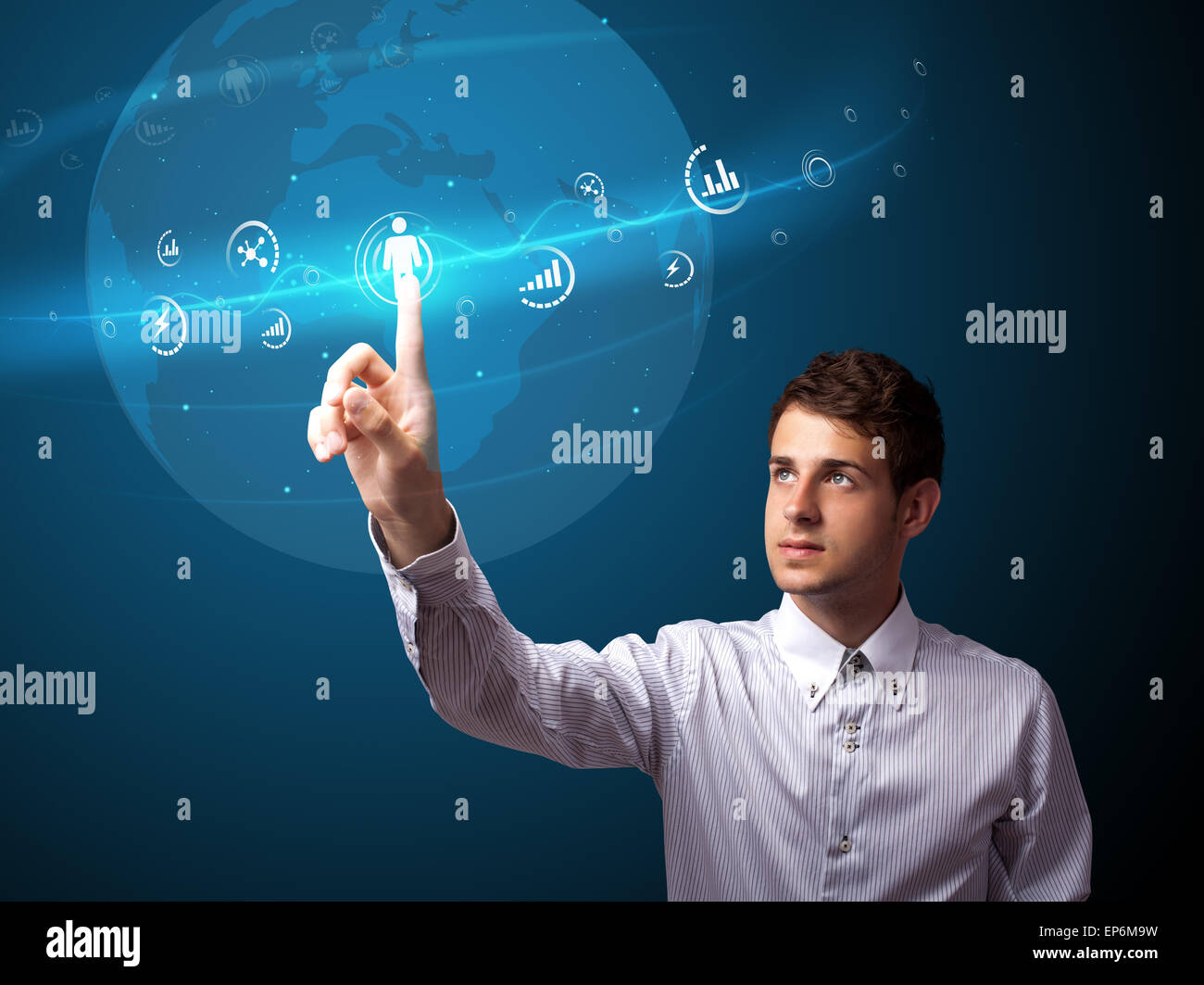 Imprenditore moderno di pressatura di tipo sociale di icone Foto Stock