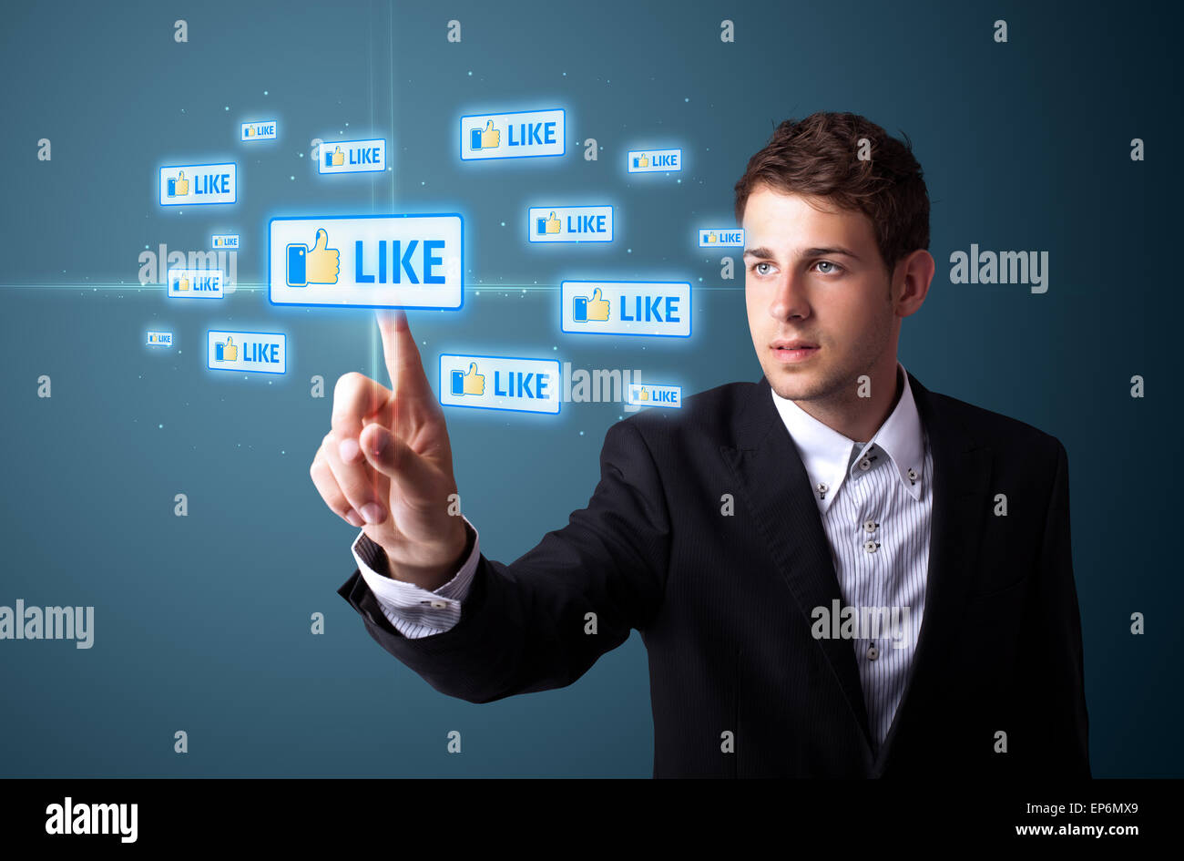 Imprenditore moderno di pressatura di tipo sociale di icone Foto Stock