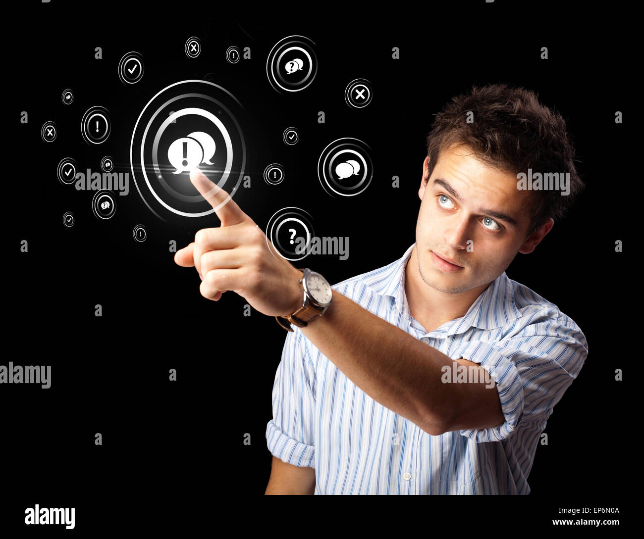 Imprenditore moderno di pressatura di tipo sociale di icone Foto Stock