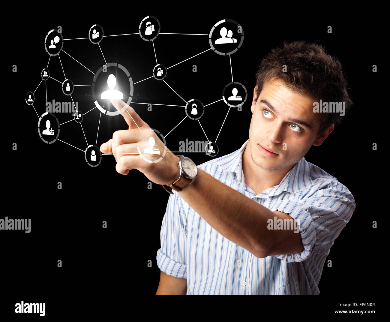 Imprenditore moderno di pressatura di tipo sociale di icone Foto Stock