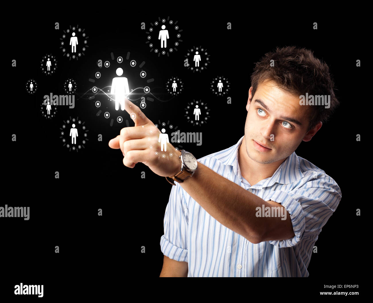 Imprenditore moderno di pressatura di tipo sociale di icone Foto Stock