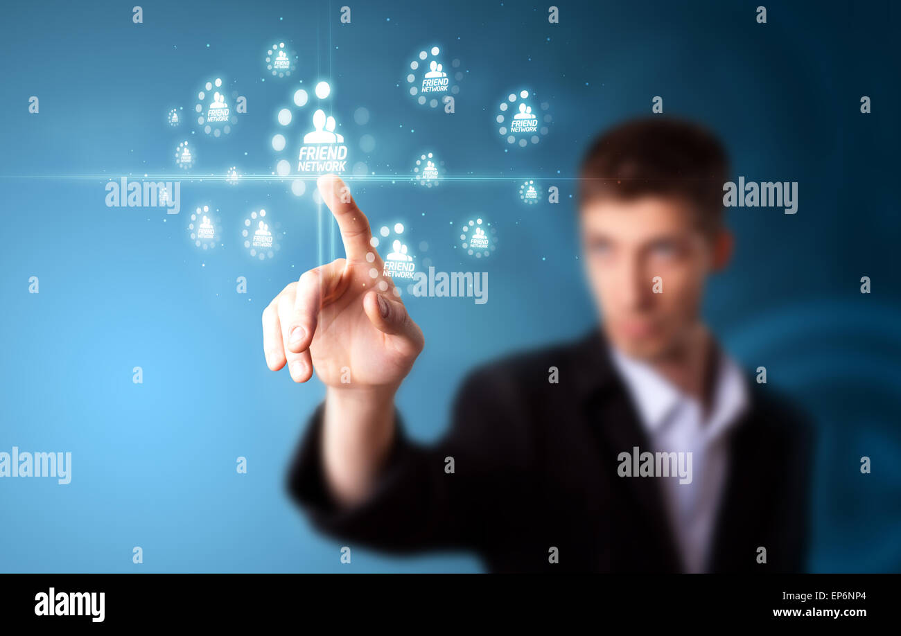 Imprenditore moderno di pressatura di tipo sociale di icone Foto Stock