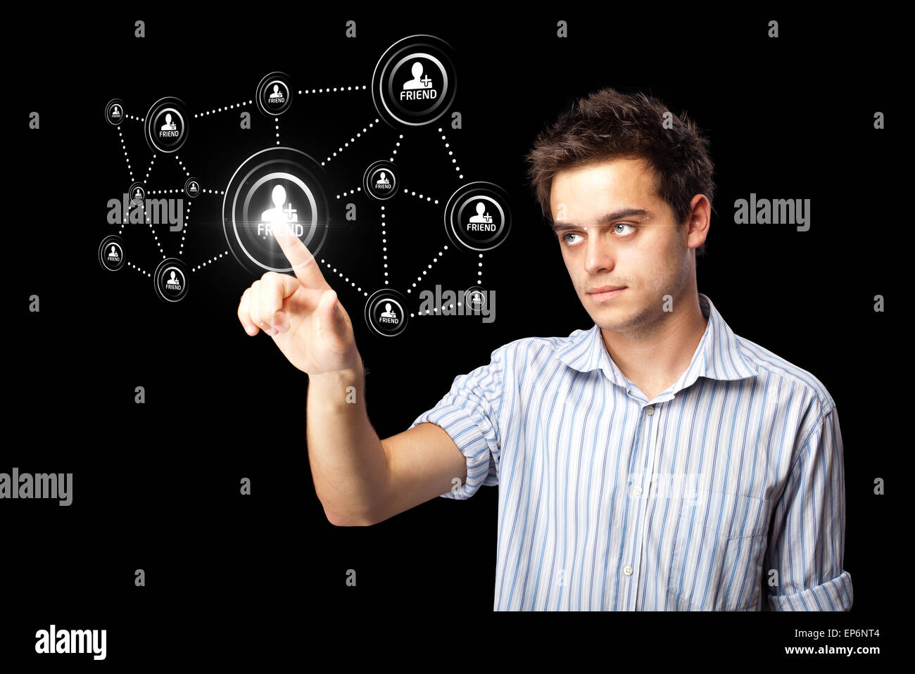 Imprenditore moderno di pressatura di tipo sociale di icone Foto Stock