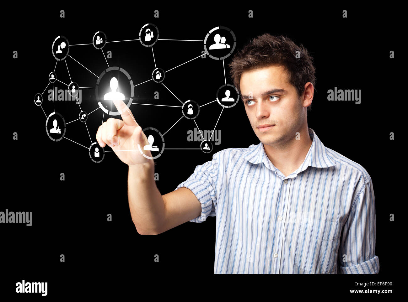 Imprenditore moderno di pressatura di tipo sociale di icone Foto Stock