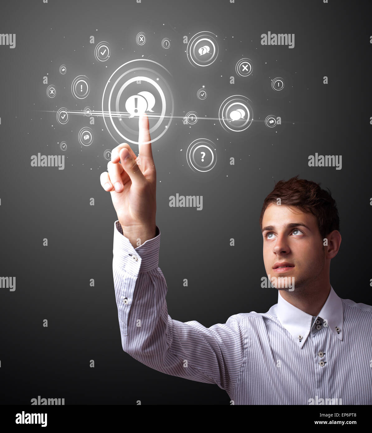 Imprenditore moderno di pressatura di tipo sociale di icone Foto Stock