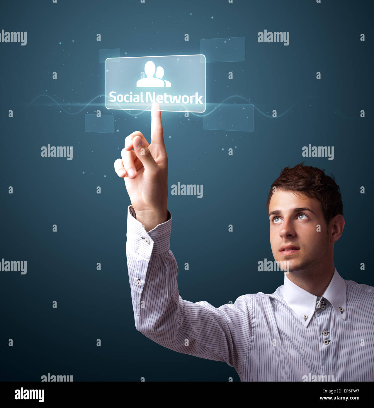 Imprenditore moderno di pressatura di tipo sociale di icone Foto Stock