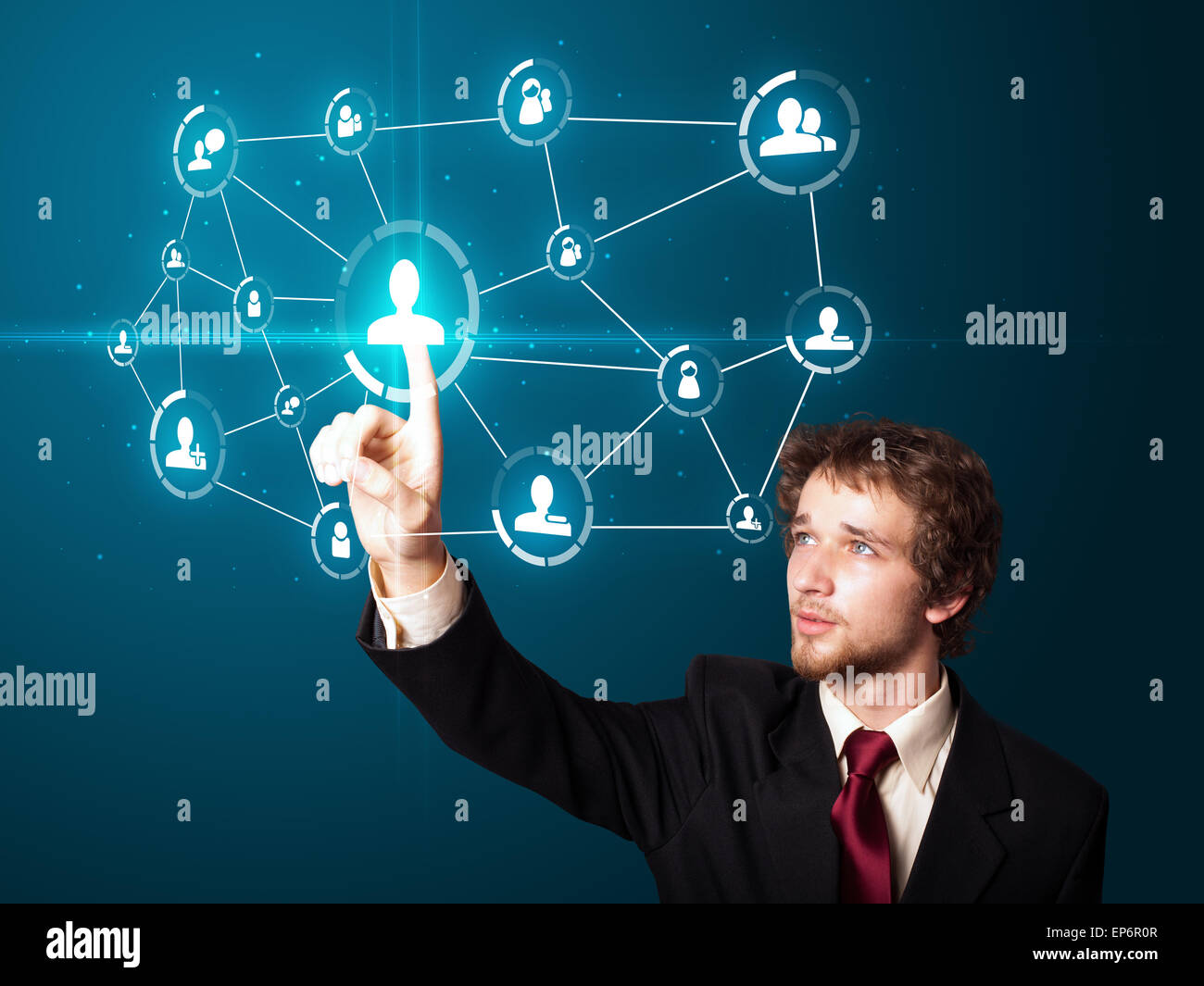 Imprenditore moderno di pressatura di tipo sociale di icone Foto Stock