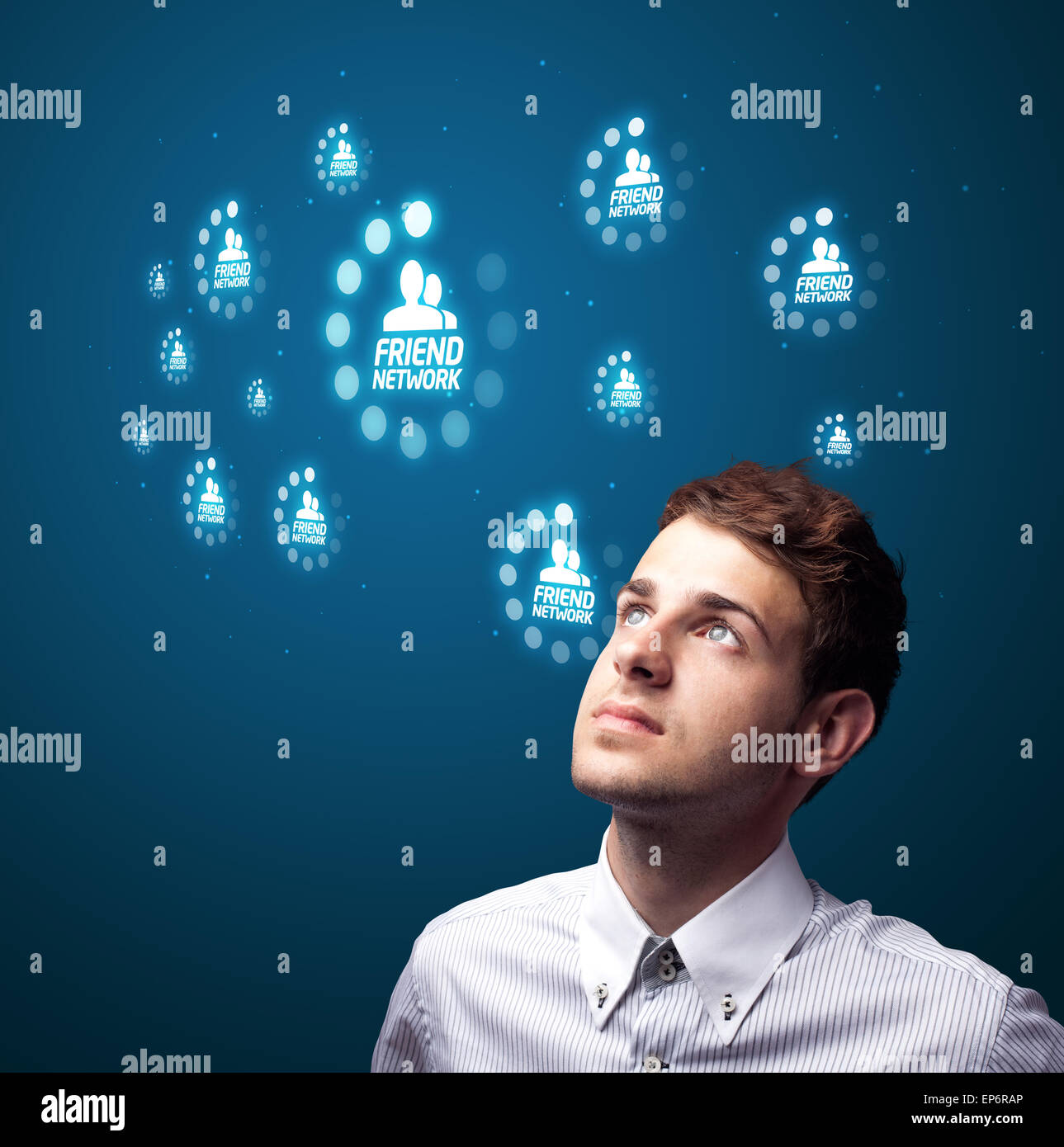 Imprenditore moderno di pressatura di tipo sociale di icone Foto Stock