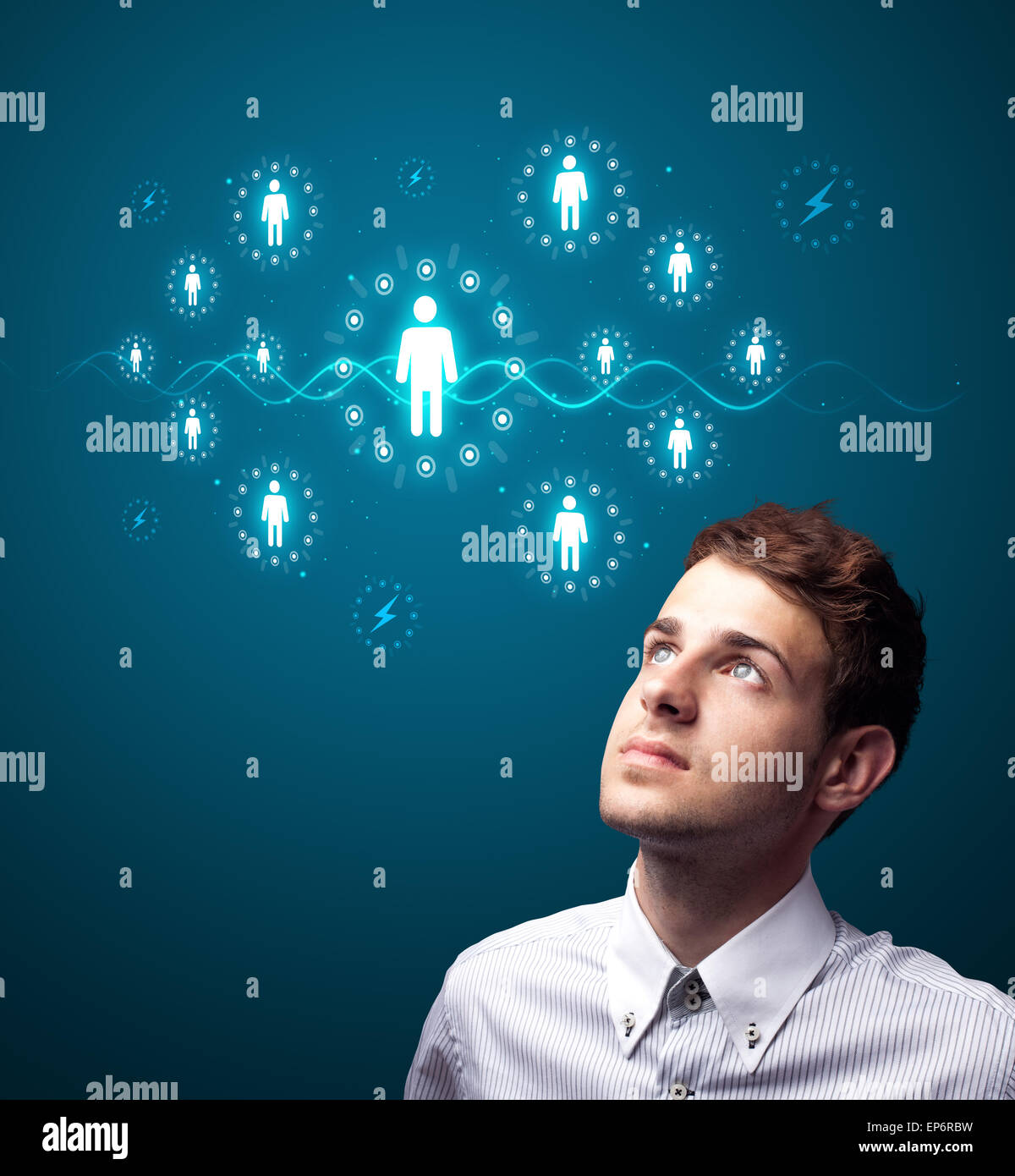 Imprenditore moderno di pressatura di tipo sociale di icone Foto Stock