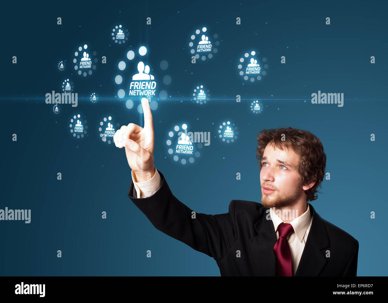 Imprenditore moderno di pressatura di tipo sociale di icone Foto Stock