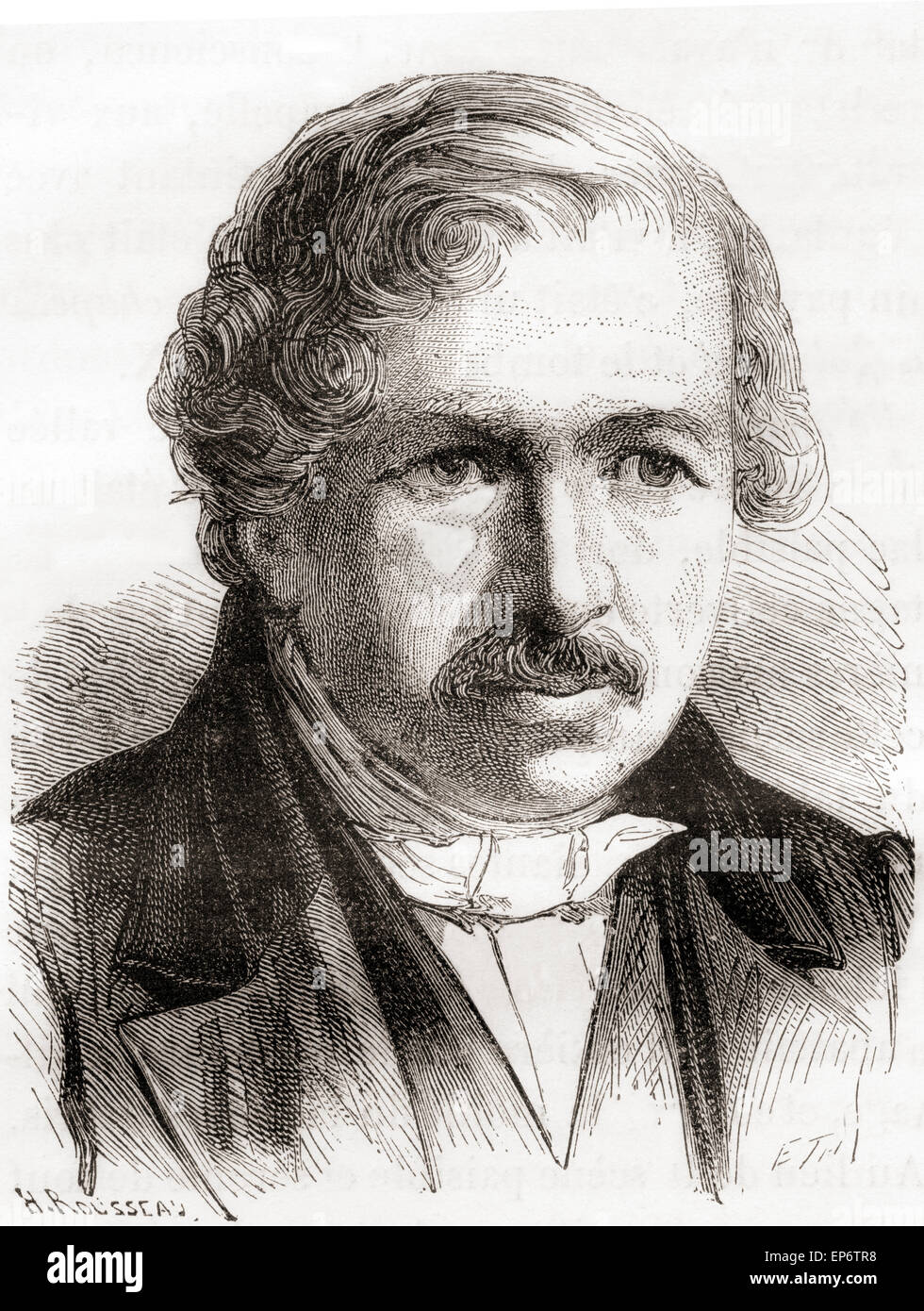 Louis-Jacques-Mandé Daguerre, 1787 - 1851. Artista francese e fotografo, riconosciuto per la sua invenzione del processo daguerreotype della fotografia. Foto Stock