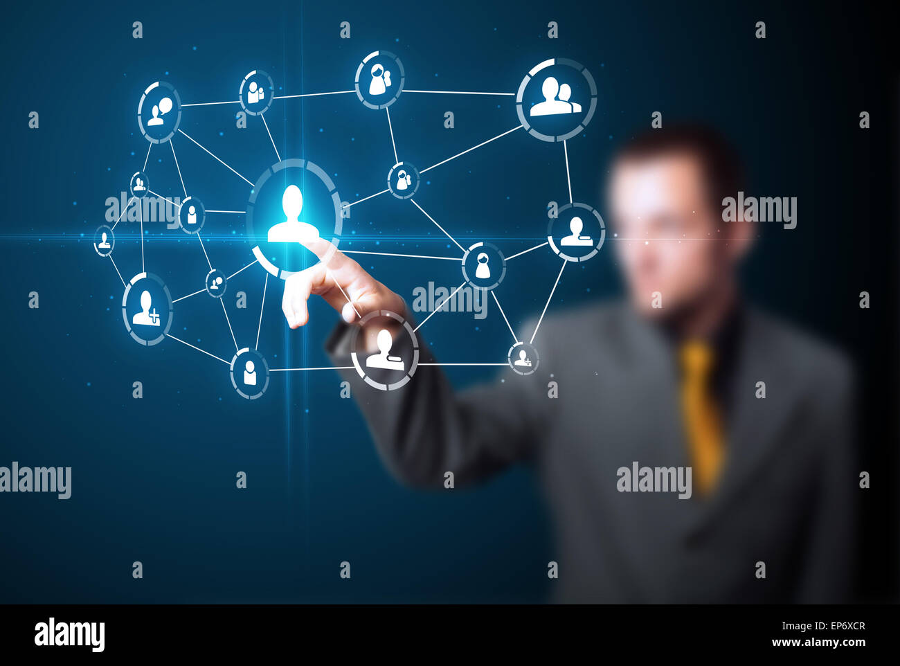 Imprenditore moderno di pressatura di tipo sociale di icone Foto Stock