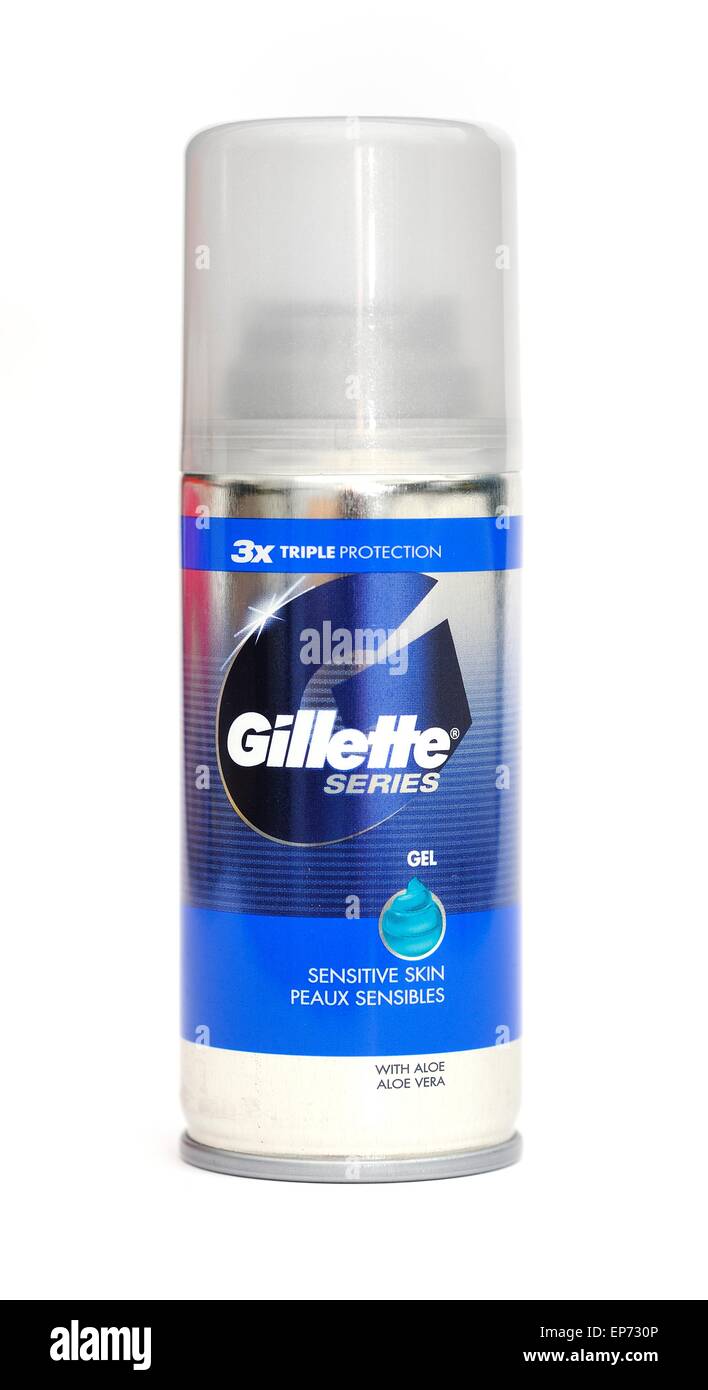 Gillette gel per la pelle sensibile con aloe vera Foto Stock