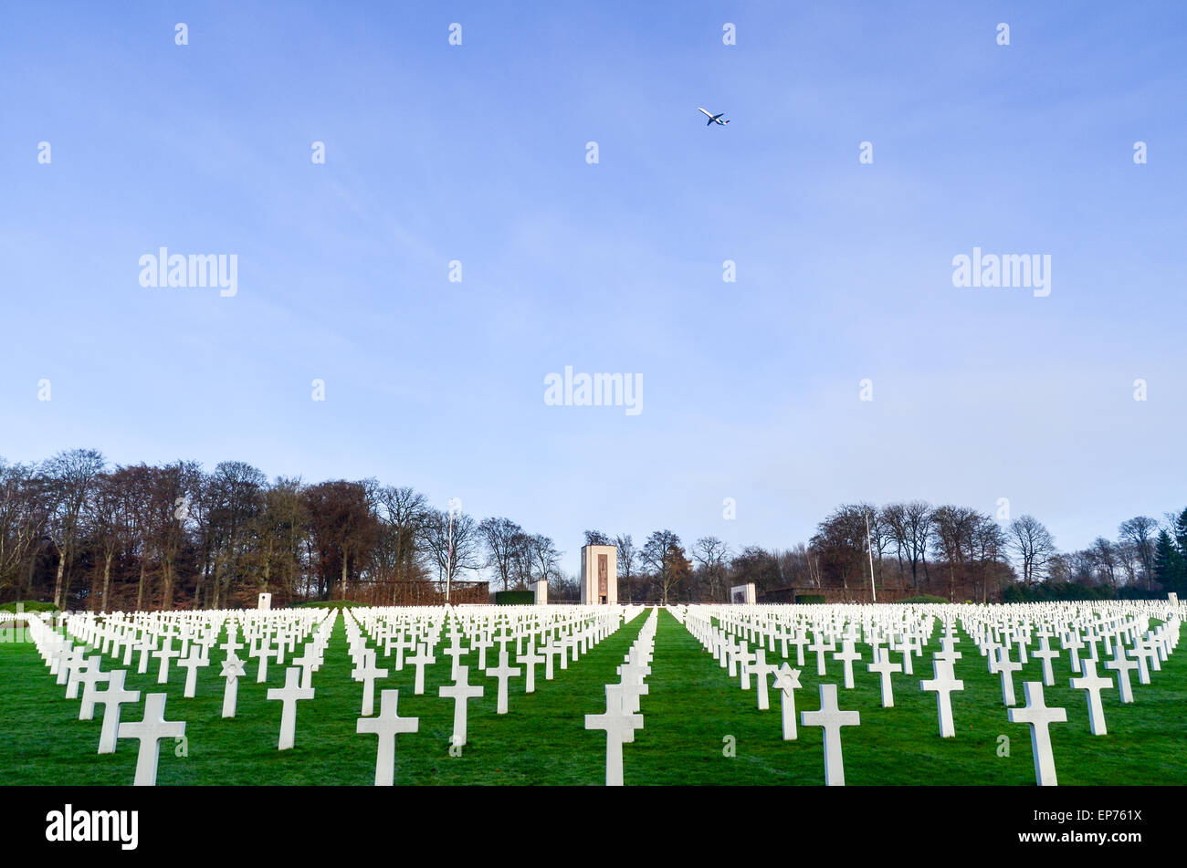 Le tombe di più di 5000 soldati USA al vertice di Lussemburgo il Cimitero e memoriale americano che morì durante la II Guerra Mondiale Foto Stock