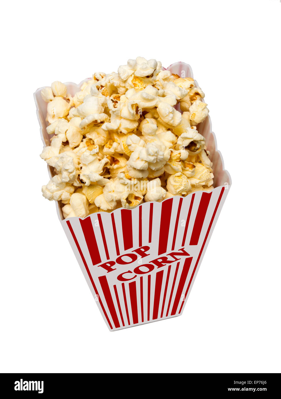 Fresh Popped Popcorn In contenitore pronto a mangiare al cinema Foto Stock