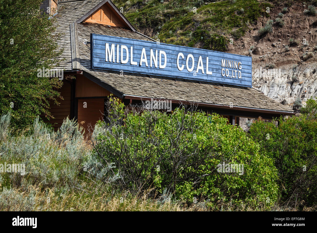 Abbandonato Midland Coal Mining Co., vicino Drumheller, Alberta, Canada Foto Stock