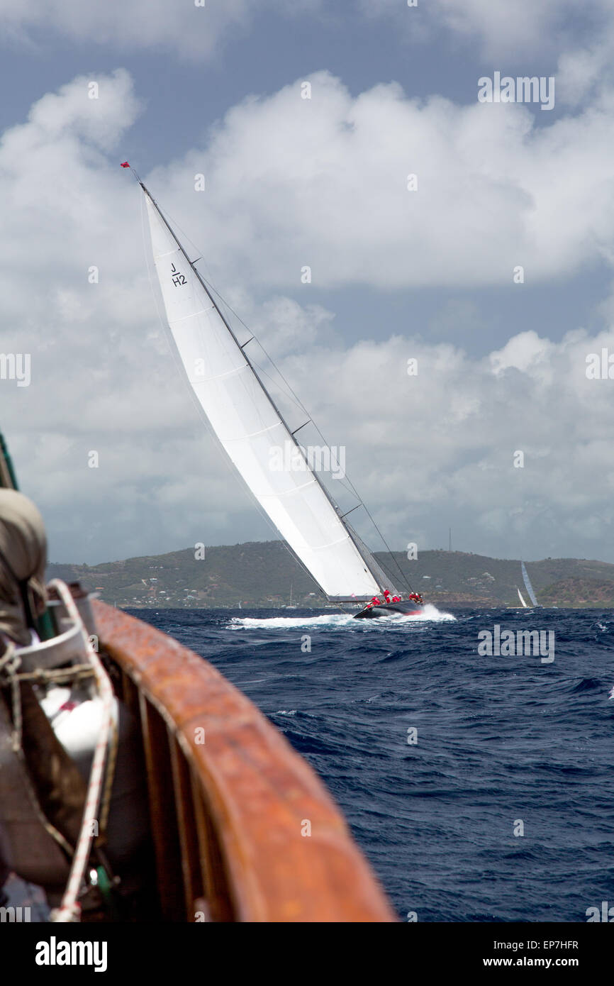 Rainbow, corse in Antigua Classic Yacht Regatta 2015 Foto Stock