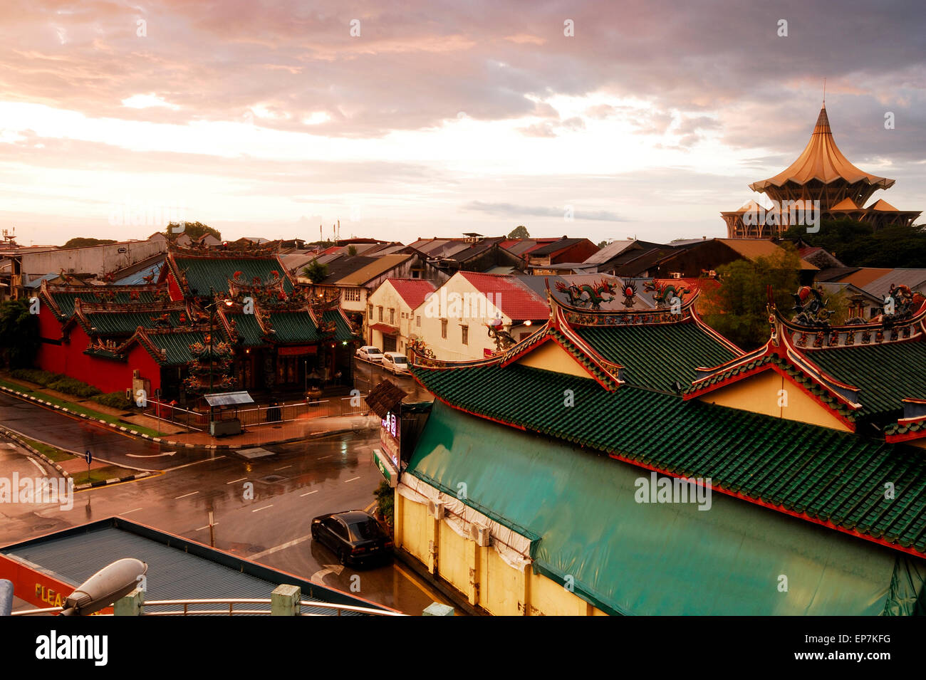 Vista di Kuching, Sarawak, Malesia, Borneo Foto Stock