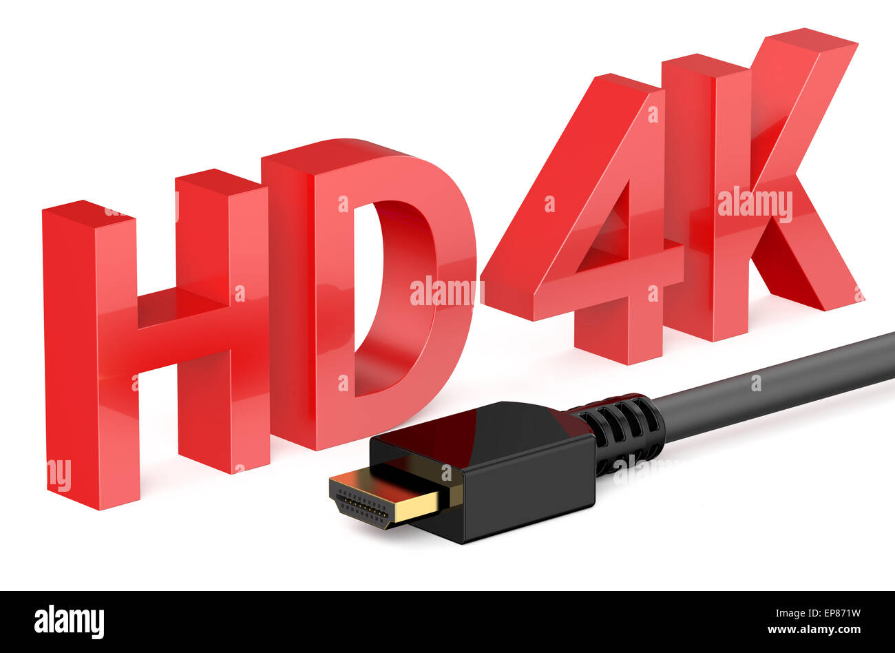 HD 4K concetto isolato su sfondo bianco Foto Stock