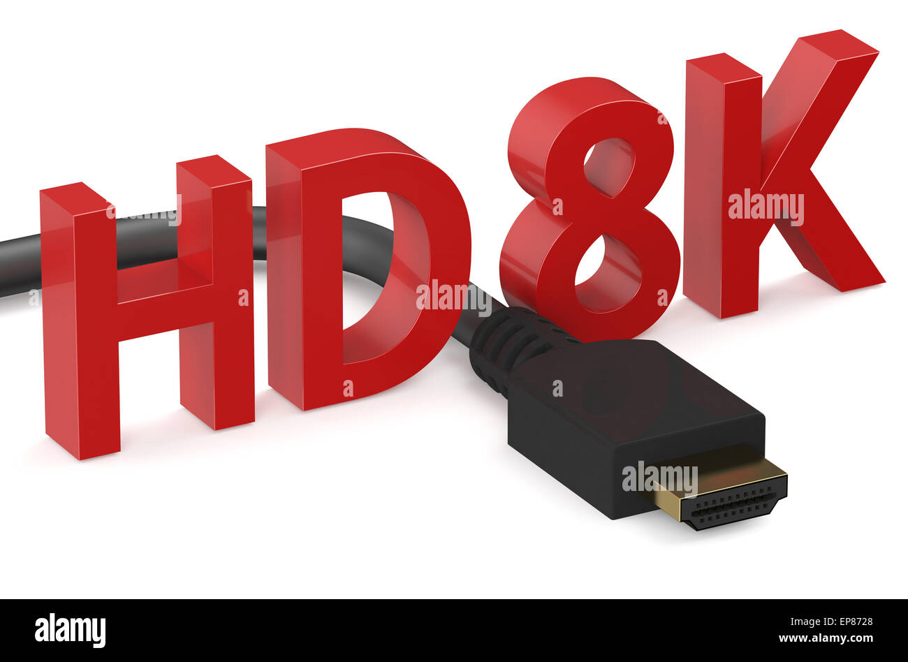 HD 8K concetto isolato su sfondo bianco Foto Stock