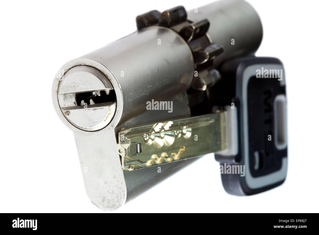 Chiave meccanica, crack-resistenti, con elevato grado di protezione e una chiave elettronica con un microchip Foto Stock