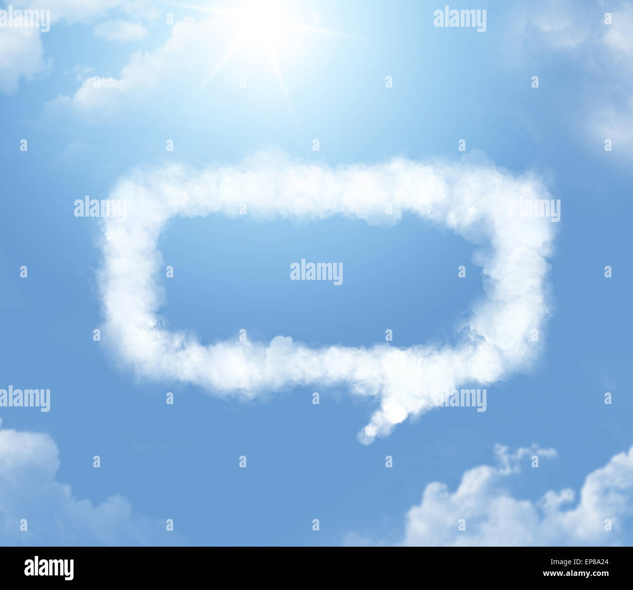 Cloudlet nella forma di una finestra di dialogo Foto Stock