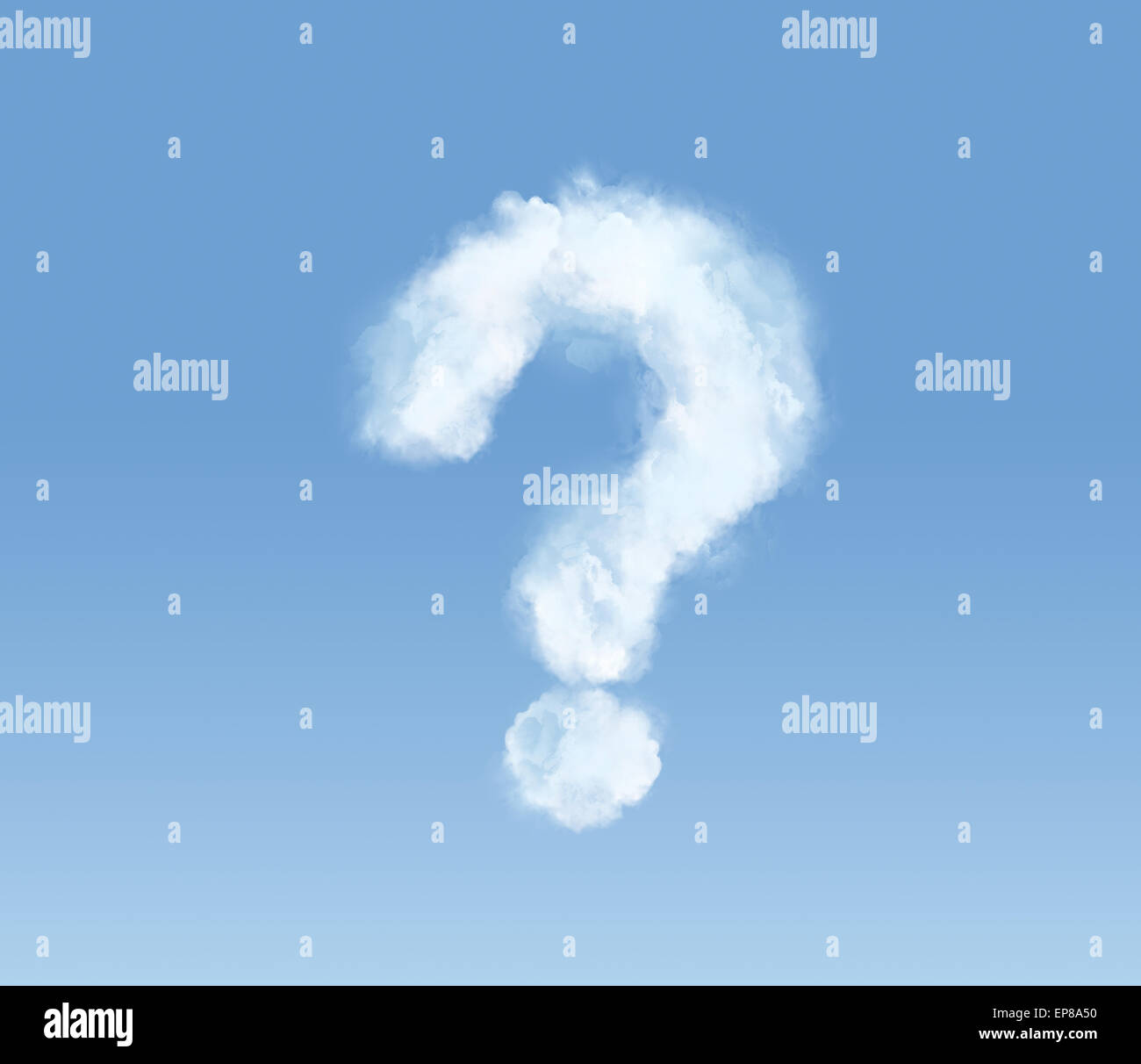 Flossy cloud nella forma di un punto interrogativo Foto Stock