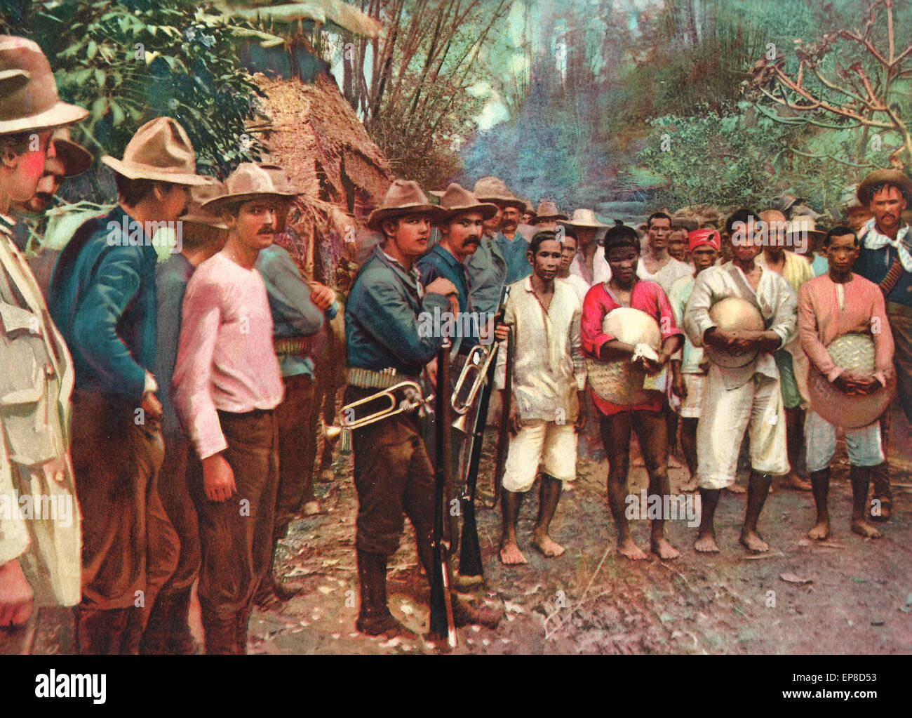 Prigionieri catturati nei pressi di Pasig City, Marzo 15, 1899 durante il filippino guerra americana Foto Stock