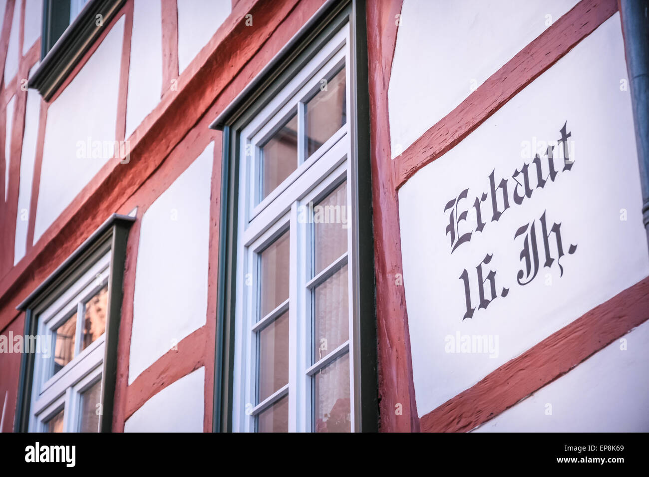 Tipiche case a graticcio in Eltville Hesse, Germania Foto Stock