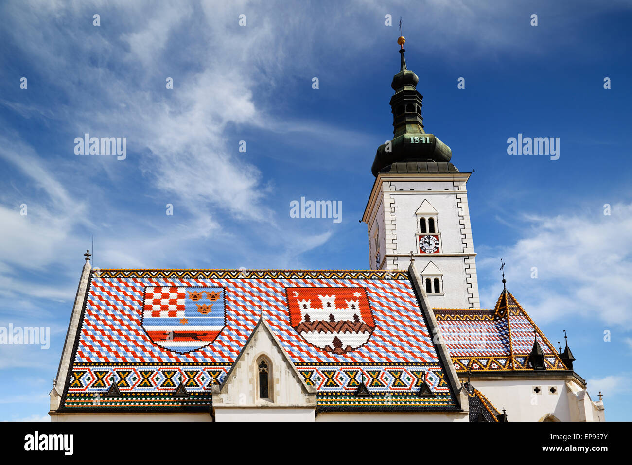 San Marco Chiesa, Zagabria, Croazia. Foto Stock