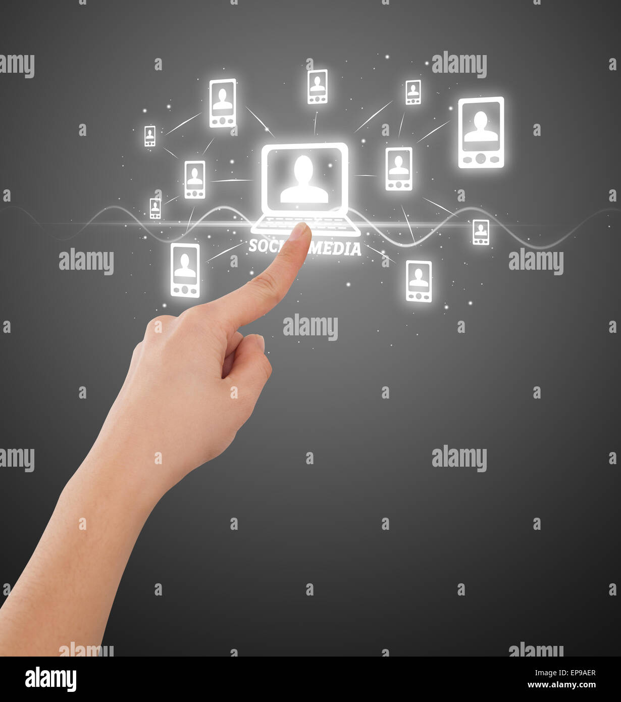 Imprenditore moderno di pressatura di tipo sociale di icone Foto Stock