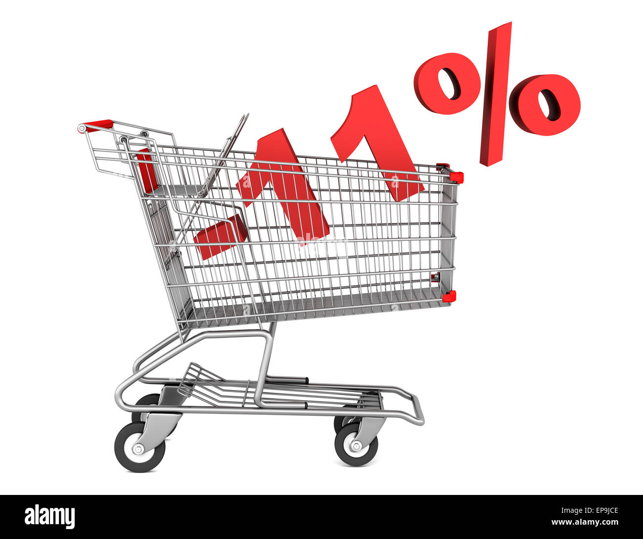 Carrello con 11 percento di sconto isolato Foto Stock