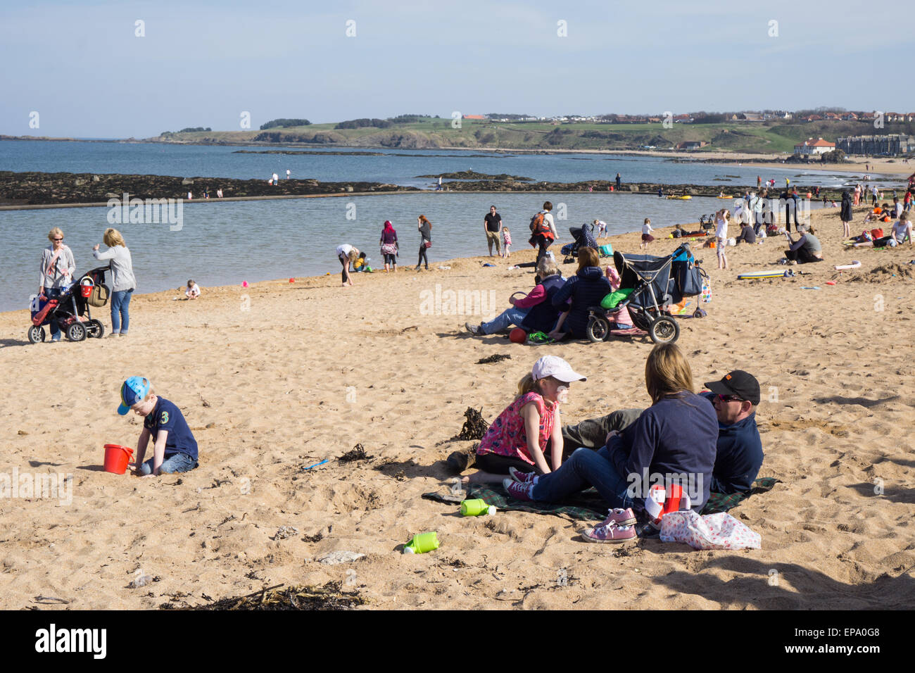 Spiaggia a Est e piscina per bambini, North Berwick Foto Stock