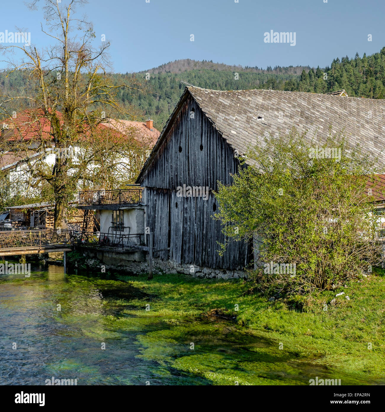 Villaggi tradizionali in area di Notranjska nel sud-ovest della Slovenia, Europa Foto Stock