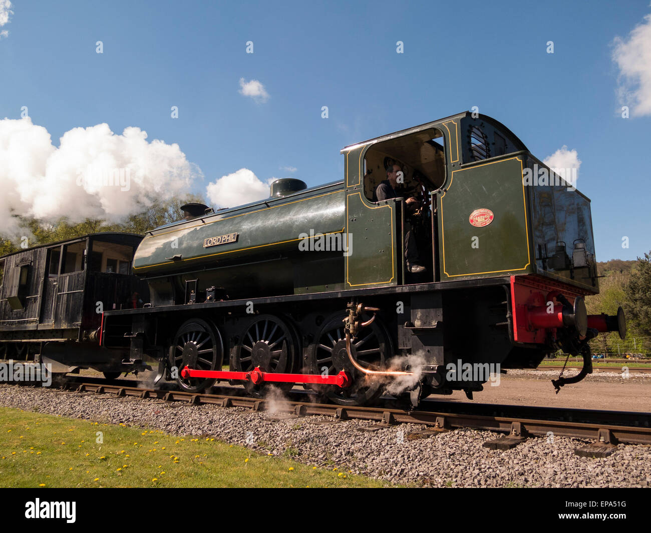 Vintage locomotiva a vapore Signore Phil al picco di patrimonio ferroviario treni a vapore, Rowsley station,vicino a Matlock,Derbyshire,Uk. prese 01/05/ Foto Stock