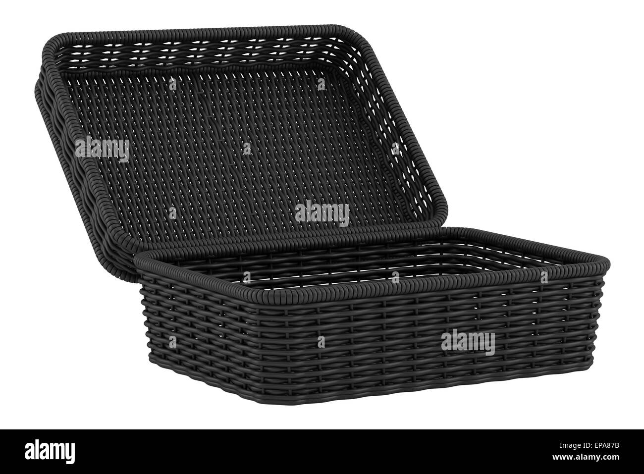 Nero Vuota cestino del pane isolato su bianco Foto Stock