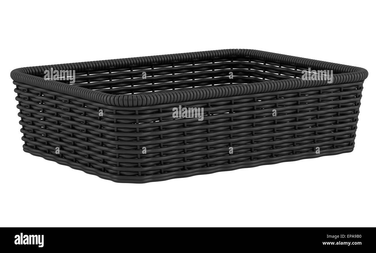 Nero Vuota cestino del pane isolato su bianco Foto Stock
