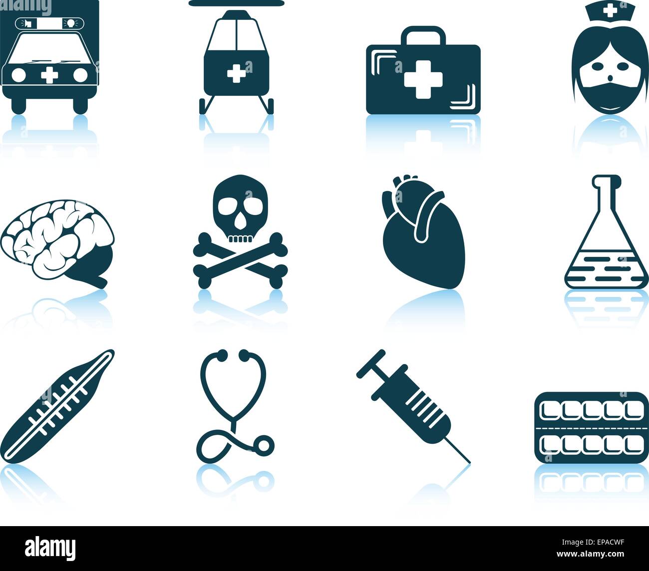 Set di icona mediche. EPS 10 illustrazione vettoriale senza la trasparenza. Illustrazione Vettoriale