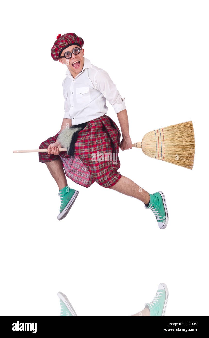 Funny scotsman isolati su sfondo bianco Foto Stock