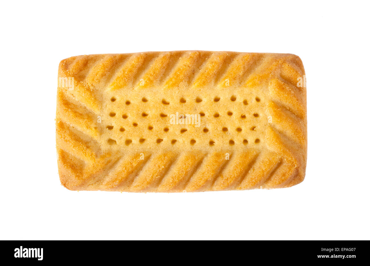 Un biscotto Shortcake oltre un semplice sfondo bianco. Foto Stock