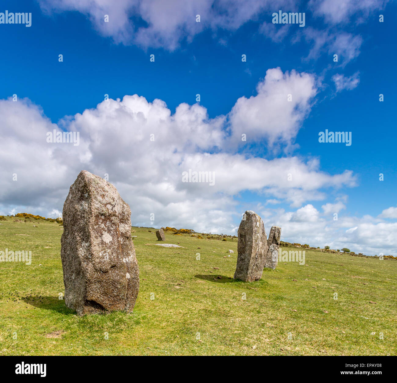 Il Hurlers stone circle Bodmin Moor Cornwall Inghilterra England Regno Unito. Siti religiosi Foto Stock