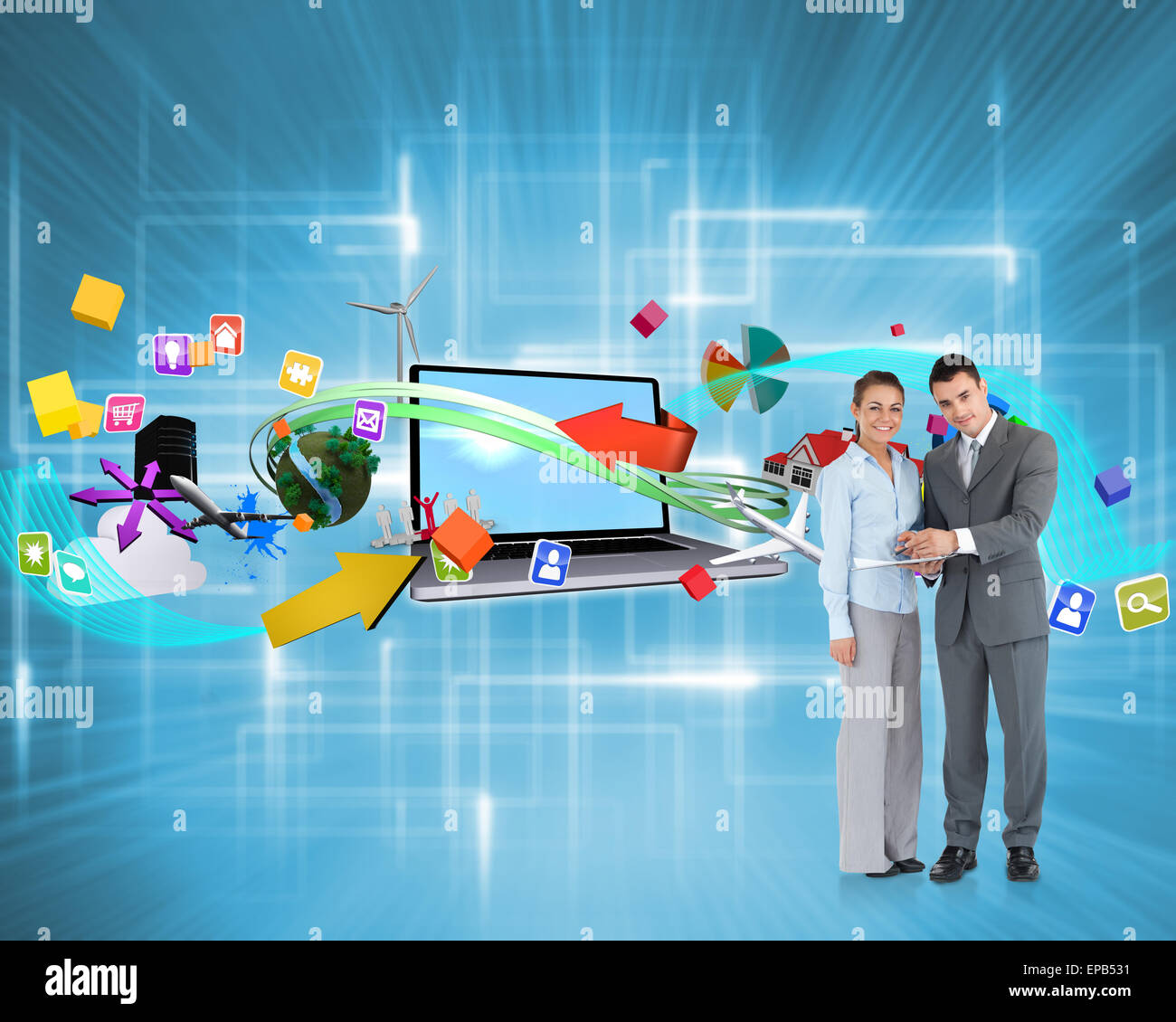 Immagine composita di business partner con clipboard Foto Stock