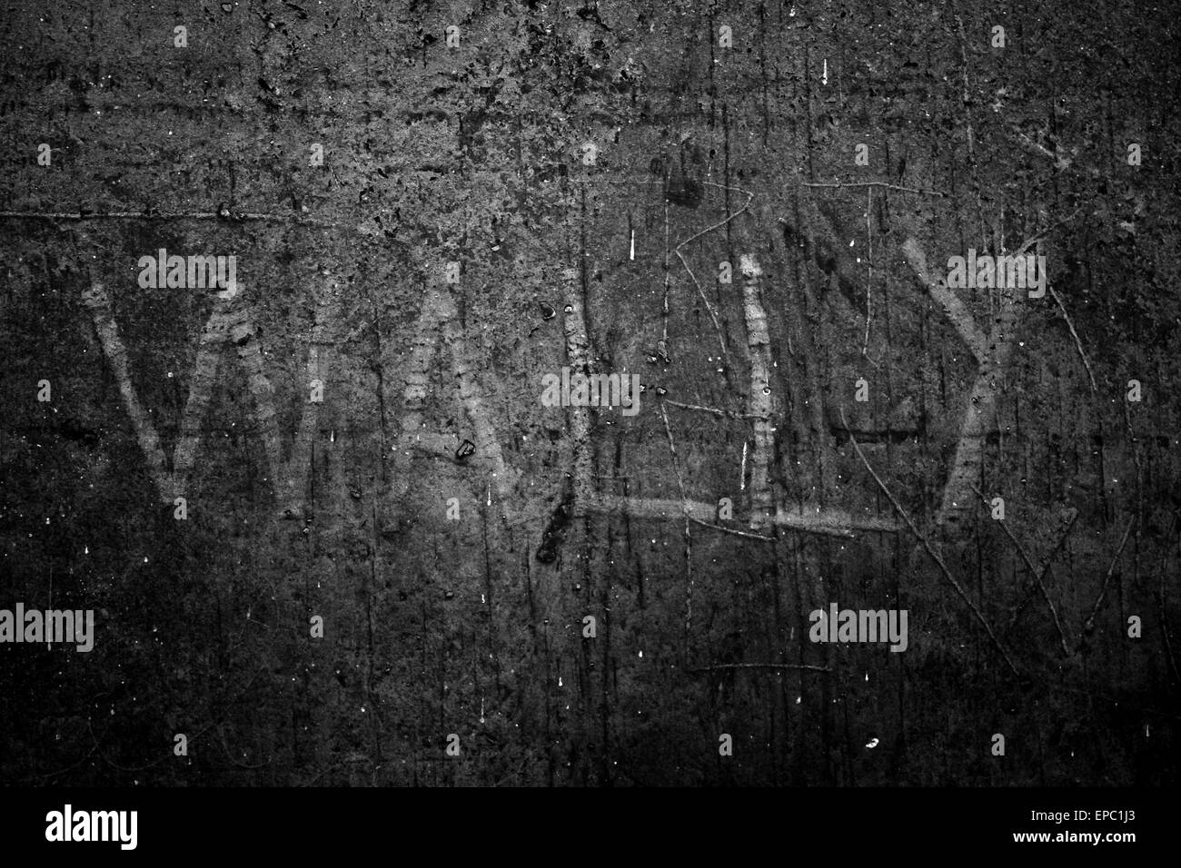 WALLY graffiato su cemento in un bunker WW-II Foto Stock