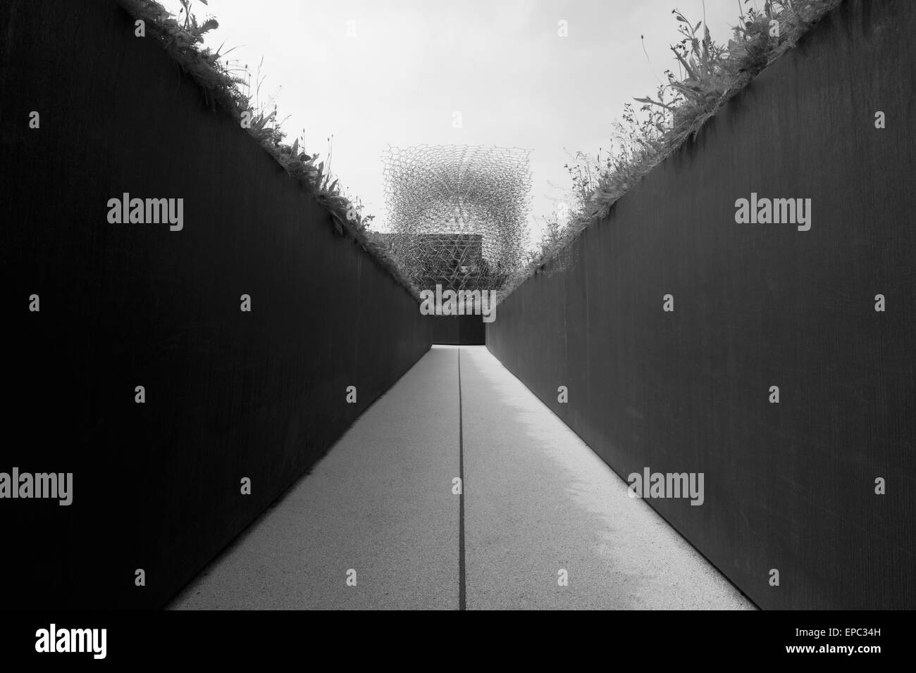 Milano, Italia, 5th maggio 2015. Il padiglione del Regno Unito all'Expo 2015. Wolfgang, il padiglione dell'esposizione del Regno Unito 'The Hive'. Foto Stock