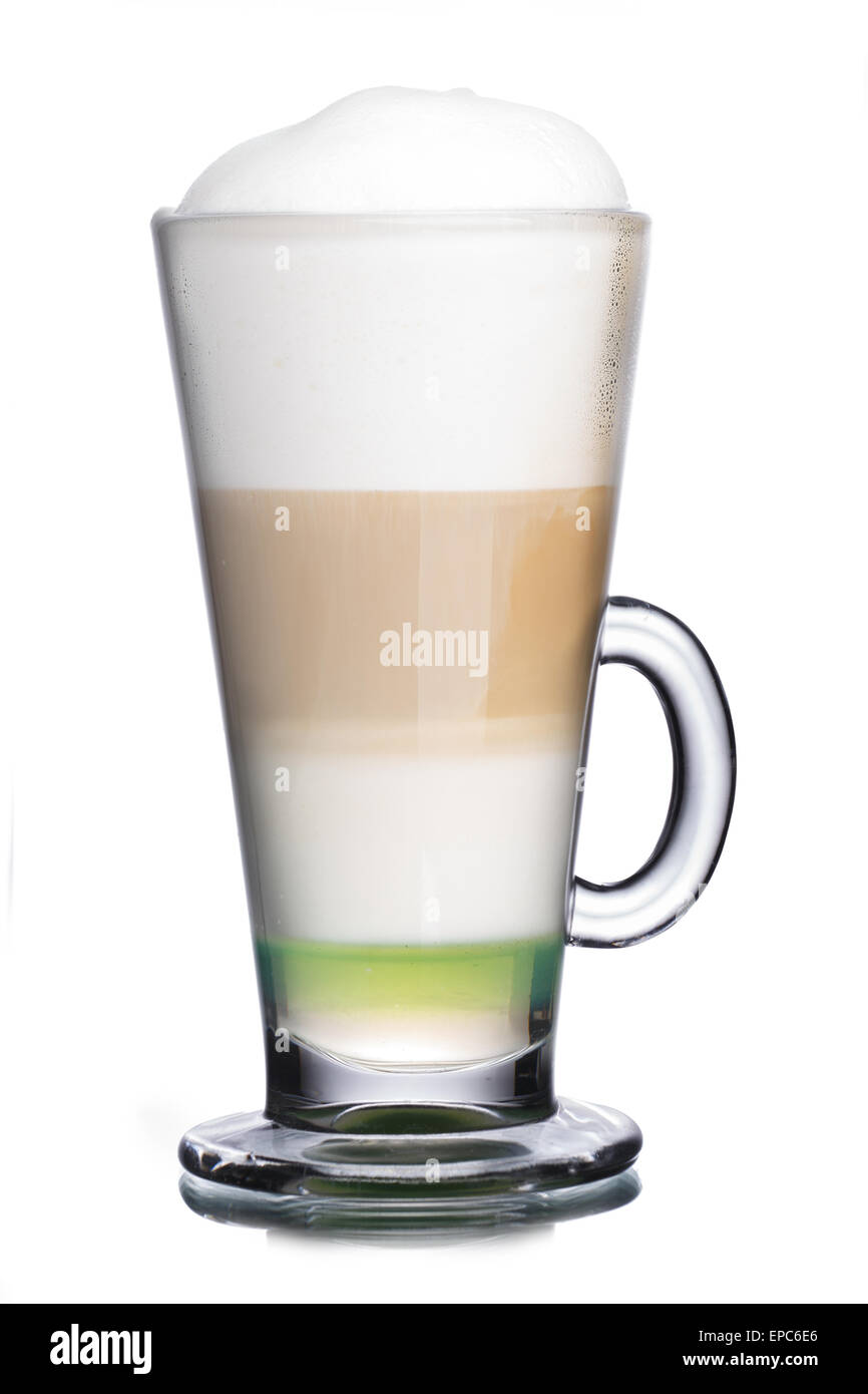 Bicchiere di caffè cocktail con sciroppo di menta Foto Stock