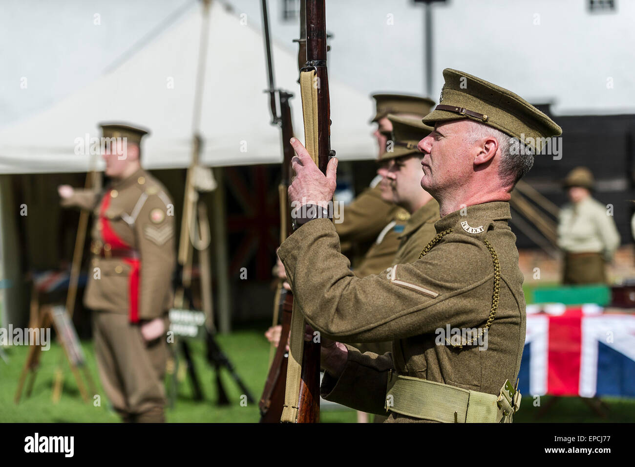 Tempio Cressing Essex, UK. 16 Maggio, 2015. Militari di re-enactors a "Tempio in guerra" una due giorni di militari e Vintage spettacolo basato nel sud-est dell'Inghilterra. Credito: Gordon Scammell/Alamy Live News. Foto Stock