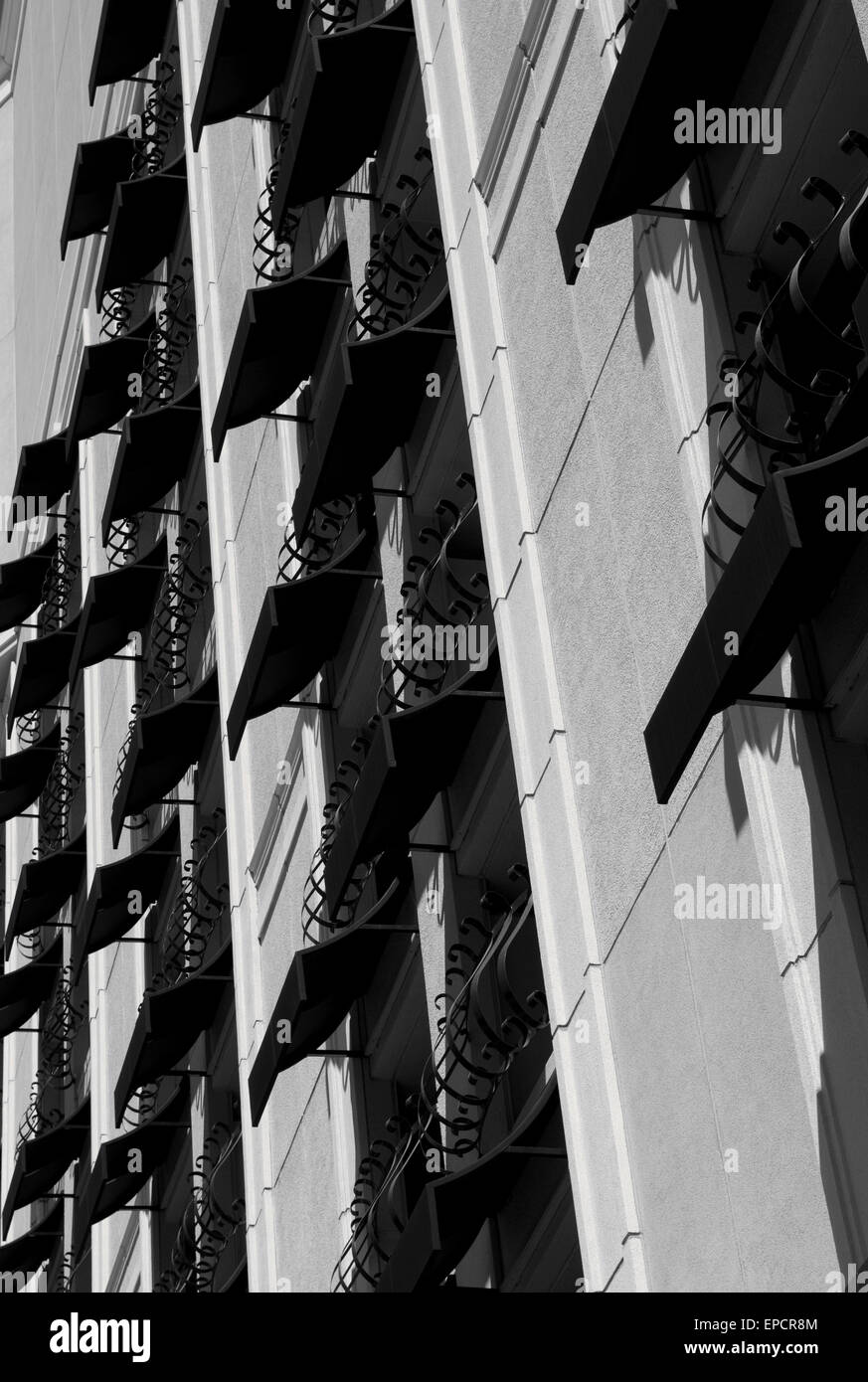Balconi sul lato dell'hotel USA Foto Stock